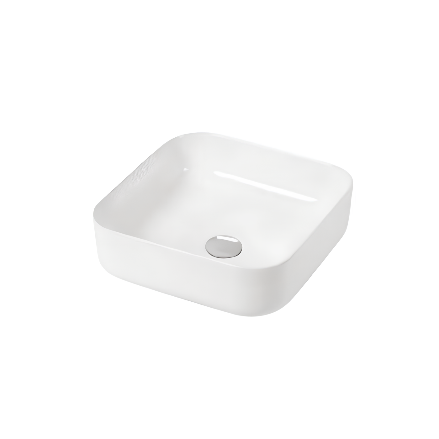 Sidney™ GS0468 Square Vessel 15,4-inch Ceramic Bathroom Sink in White