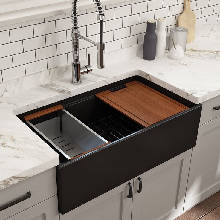 AZUR-30AB™ Granite 30-In Single Bowl Apron Front Workstation Kitchen Sink
