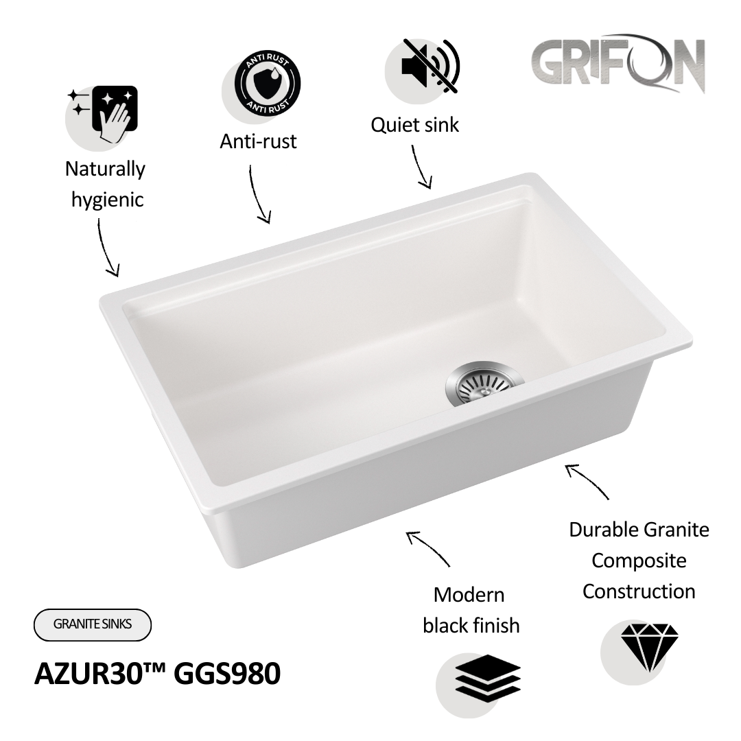 AZUR30™ GGS980 - Granite 30" - Single Bowl Undermount Workstation Kitchen Sink