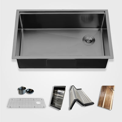 Évier de cuisine Hydra Tech™ GS430 en acier inoxydable, 30 po, poste de travail à cuve unique encastré avec accessoires