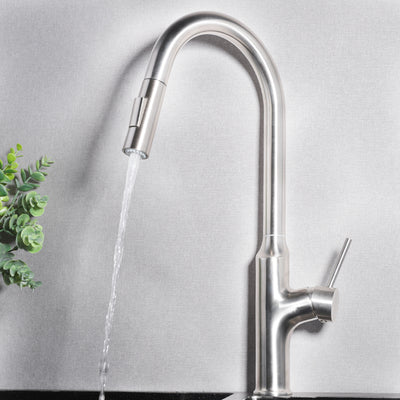 FLY™ GF407 Contemporary Style Single-Handle Kitchen Sink Faucet with Pull-Down Sprayer