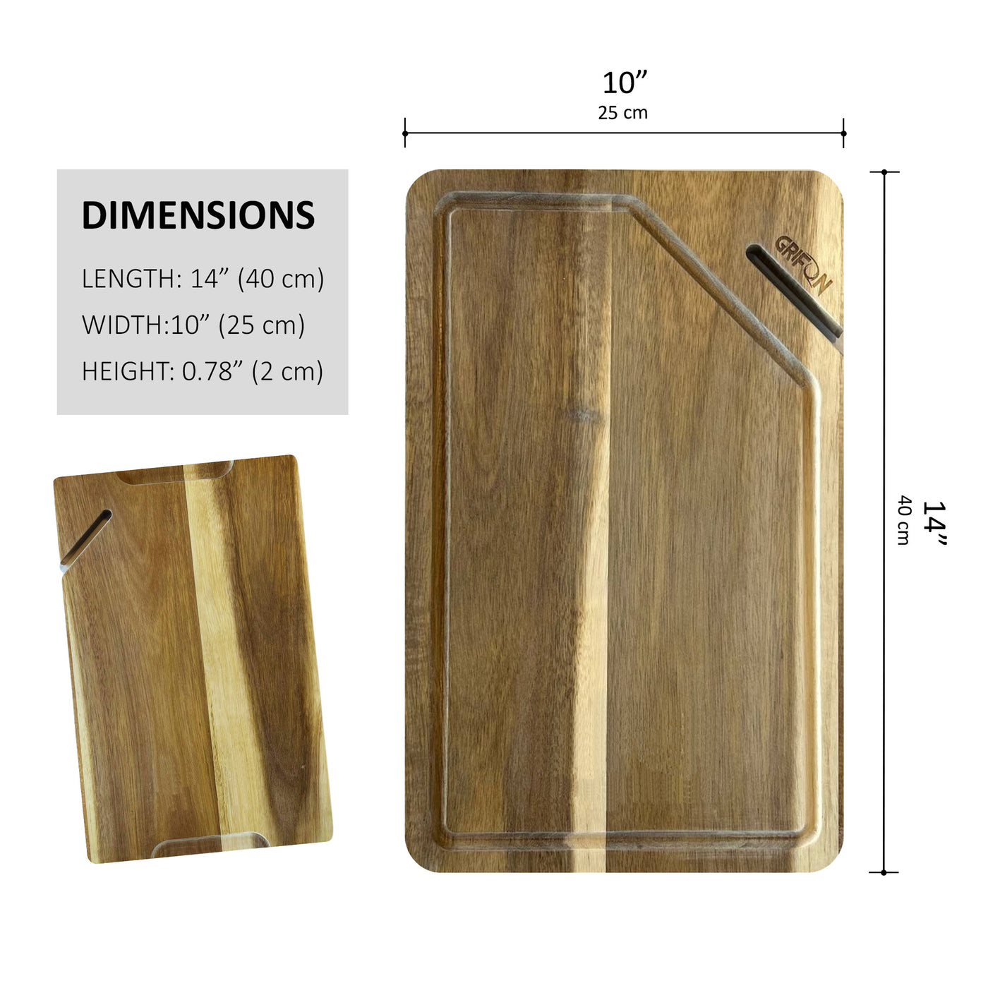 Acacia Wood Sink Cutting Board 10" X 14"