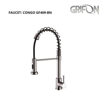 CONGO™ GF409 Commercial Style Single-Handle Kitchen Sink Faucet with Pull-Down Sprayer