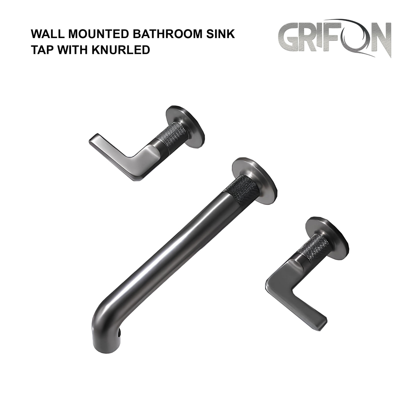 wall mounted bathroom sink tap with knurled