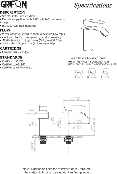 CARO™ GF702 Contemporary Style Single-Handle Bathroom Sink Faucet