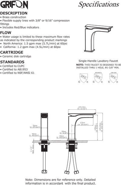 ALTAIR™ GF705 Contemporary Style Single-Handle Bathtroom Sink Faucet