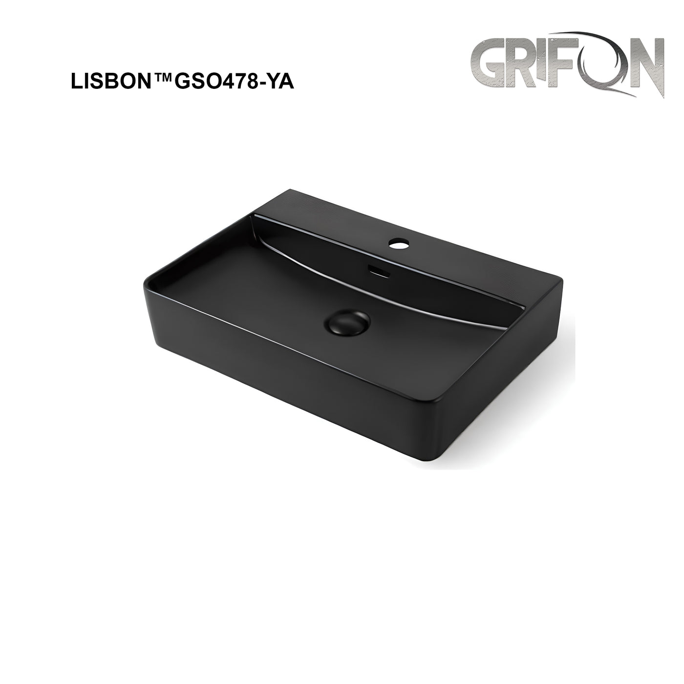 LISBON™GSO478-YA Rectangular Vessel  Ceramic Bathroom Sink in Black