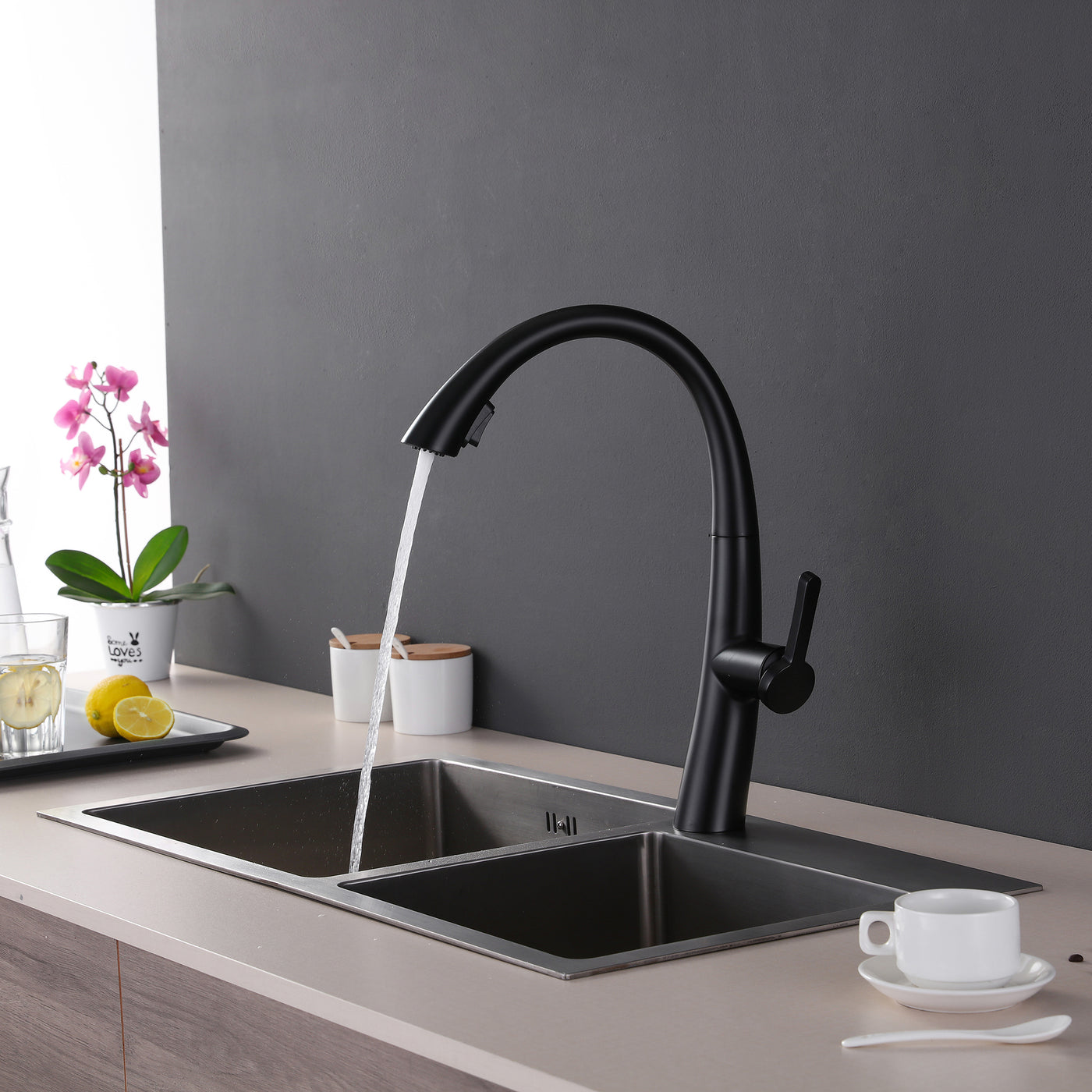 RIO™ GF402 Contemporary Style Single-Handle Kitchen Sink Faucet with Pull-Down Sprayer