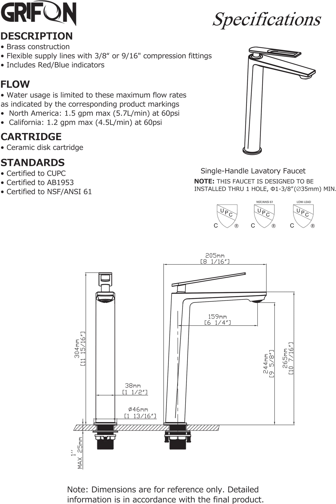 SIRUS™ GF710-L  Contemporary Style Single-Handle Bathroom Sink Faucet