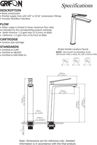 SIRUS™ GF710-L  Contemporary Style Single-Handle Bathroom Sink Faucet