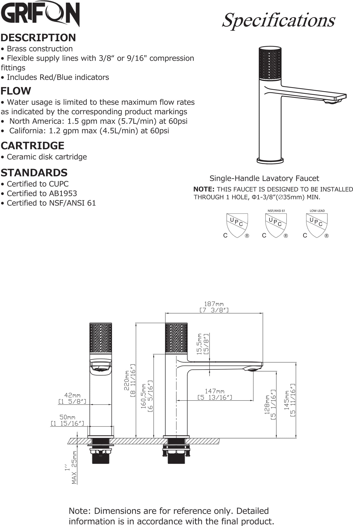 ANGY™ GF701 Contemporary Style  Single-Handle Bathroom Sink Faucet