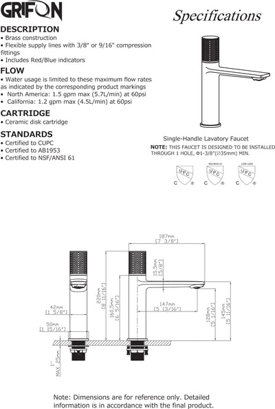 ANGY™ GF701 Contemporary Style  Single-Handle Bathroom Sink Faucet