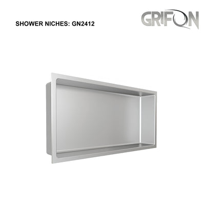 SHOWER NICHE - GN2412-BN Stainless Steel Single Bowl Wall-insert Shower Niche