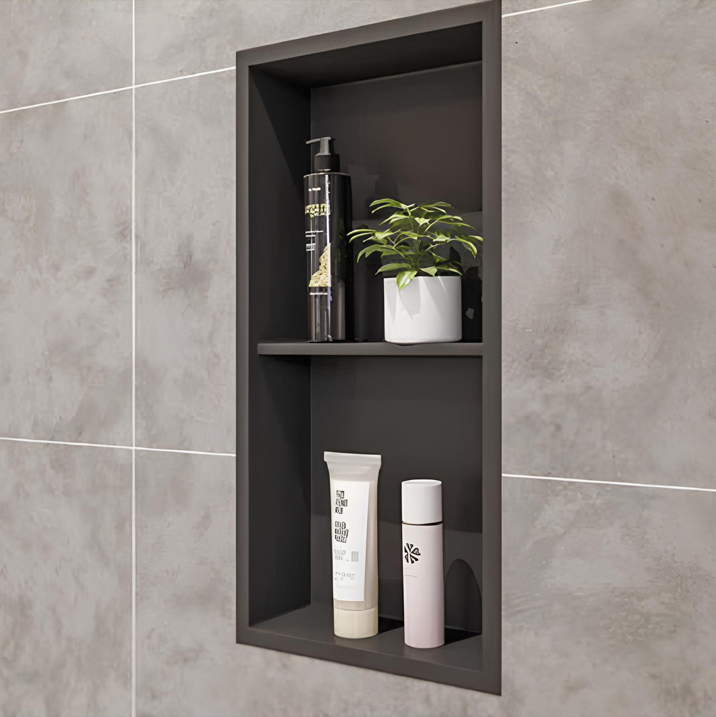 SHOWER NICHE - GN2412-K-B Stainless Steel Double Bowl Wall-insert Shower Niche