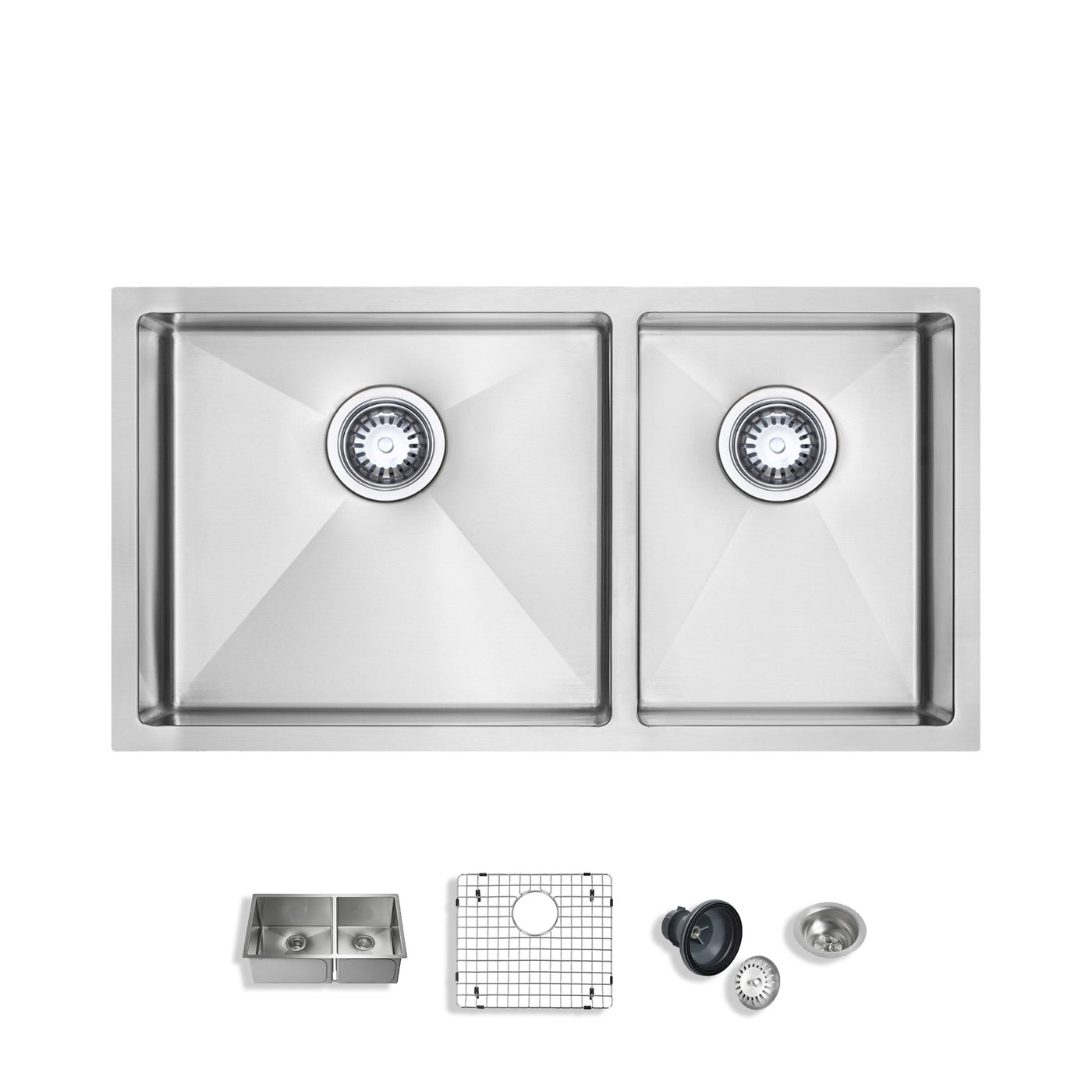 Eterna™ GS311 - Stainless Steel 32-in Double bowl 70/30 Undermount Standard Kitchen sink with accessories