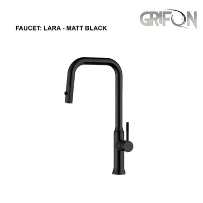 LARA™ Contemporary Style Single-Handle Kitchen Sink Faucet with Pull-Down Sprayer