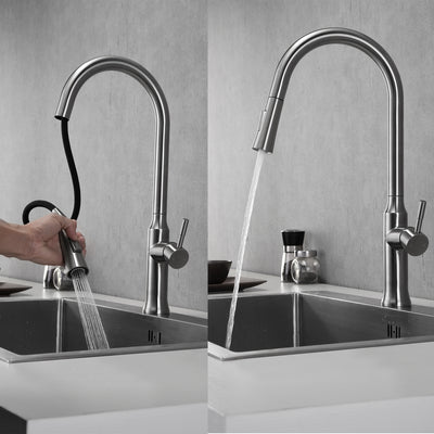 LENA™ GF408 Contemporary Style Single-Handle Kitchen Sink Faucet with Pull-Down Sprayer*