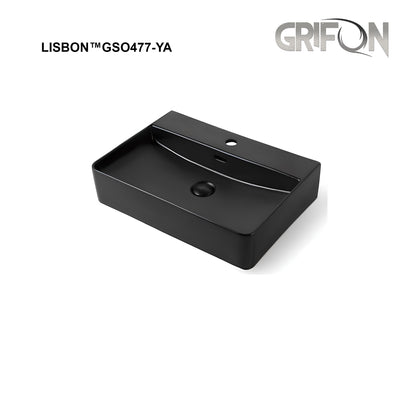 LISBON™GSO477-YA Rectangular Vessel  Ceramic Bathroom Sink in Black