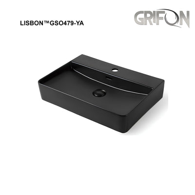 LISBON™GSO479-YA Rectangular Vessel  Ceramic Bathroom Sink in Black