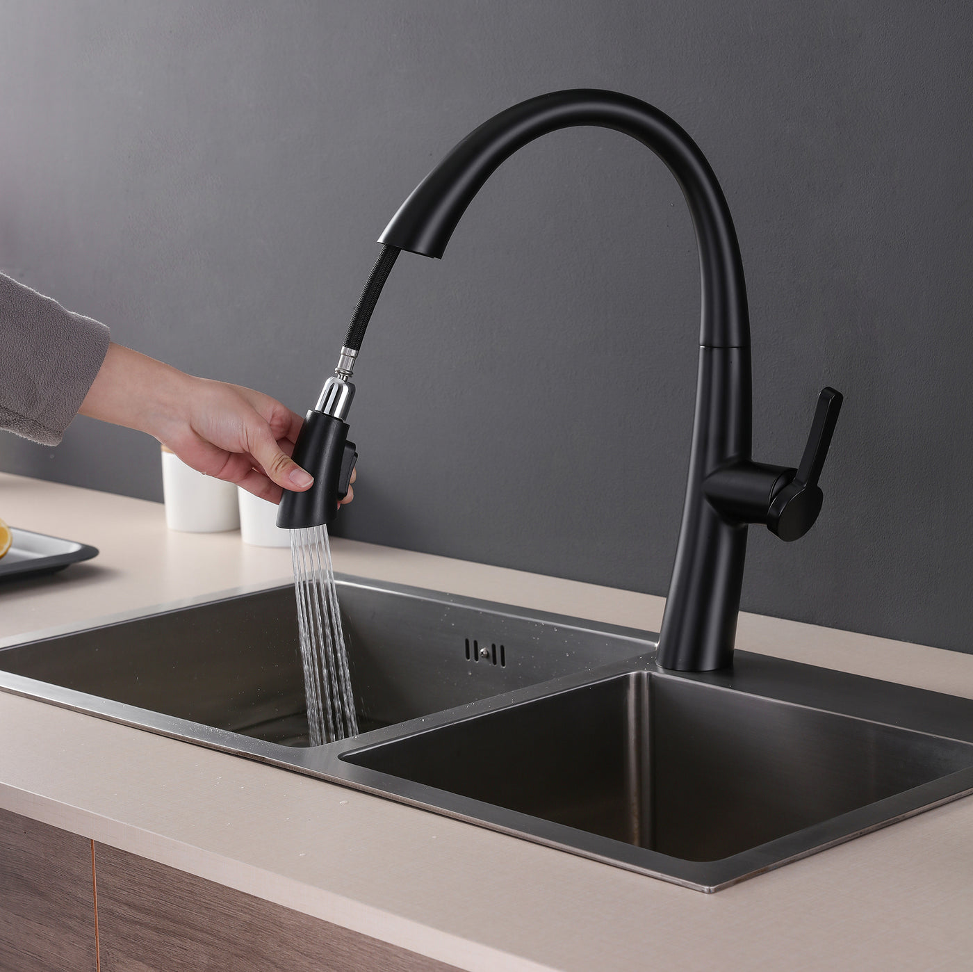 RIO™ GF402 Contemporary Style Single-Handle Kitchen Sink Faucet with Pull-Down Sprayer