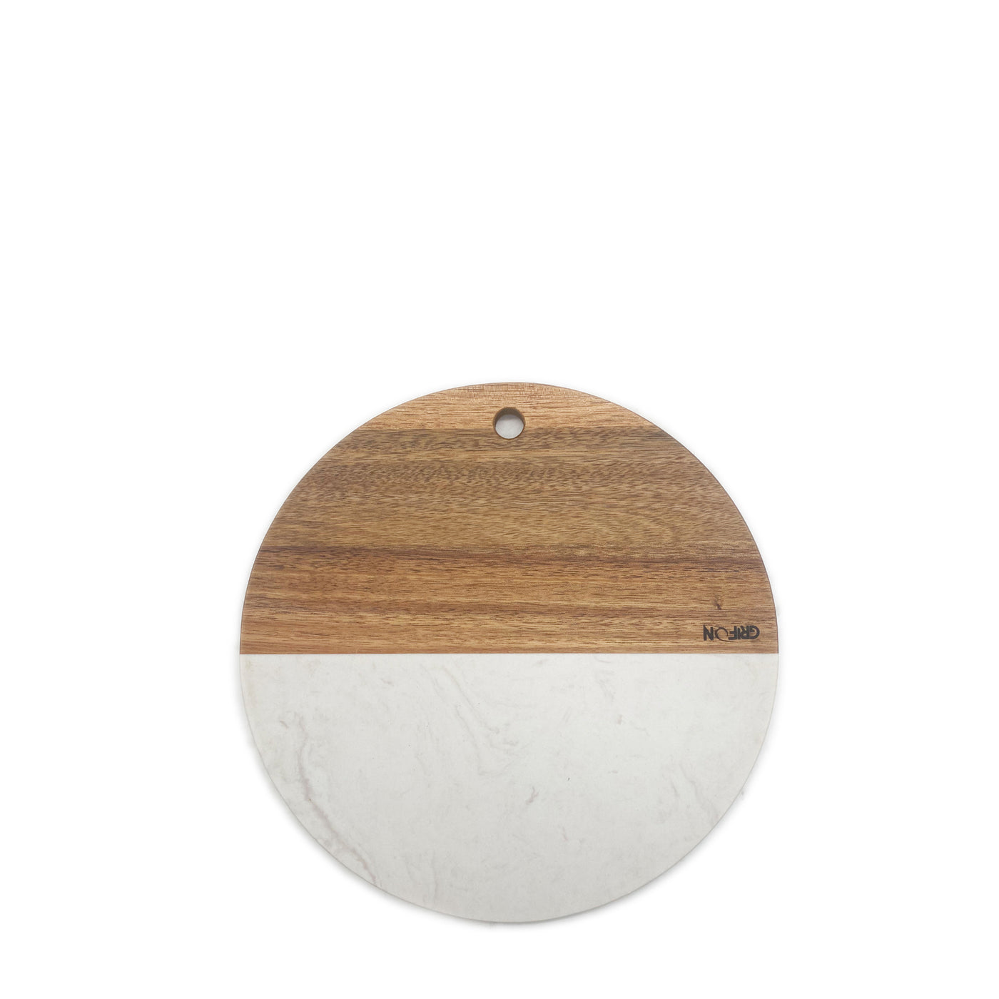 Acacia Wood + Marble Round Cutting Board 11.8"