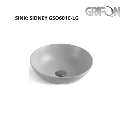 SIDNEY™GSO601C-LG Round Vessel  Ceramic Bathroom Sink in Grey