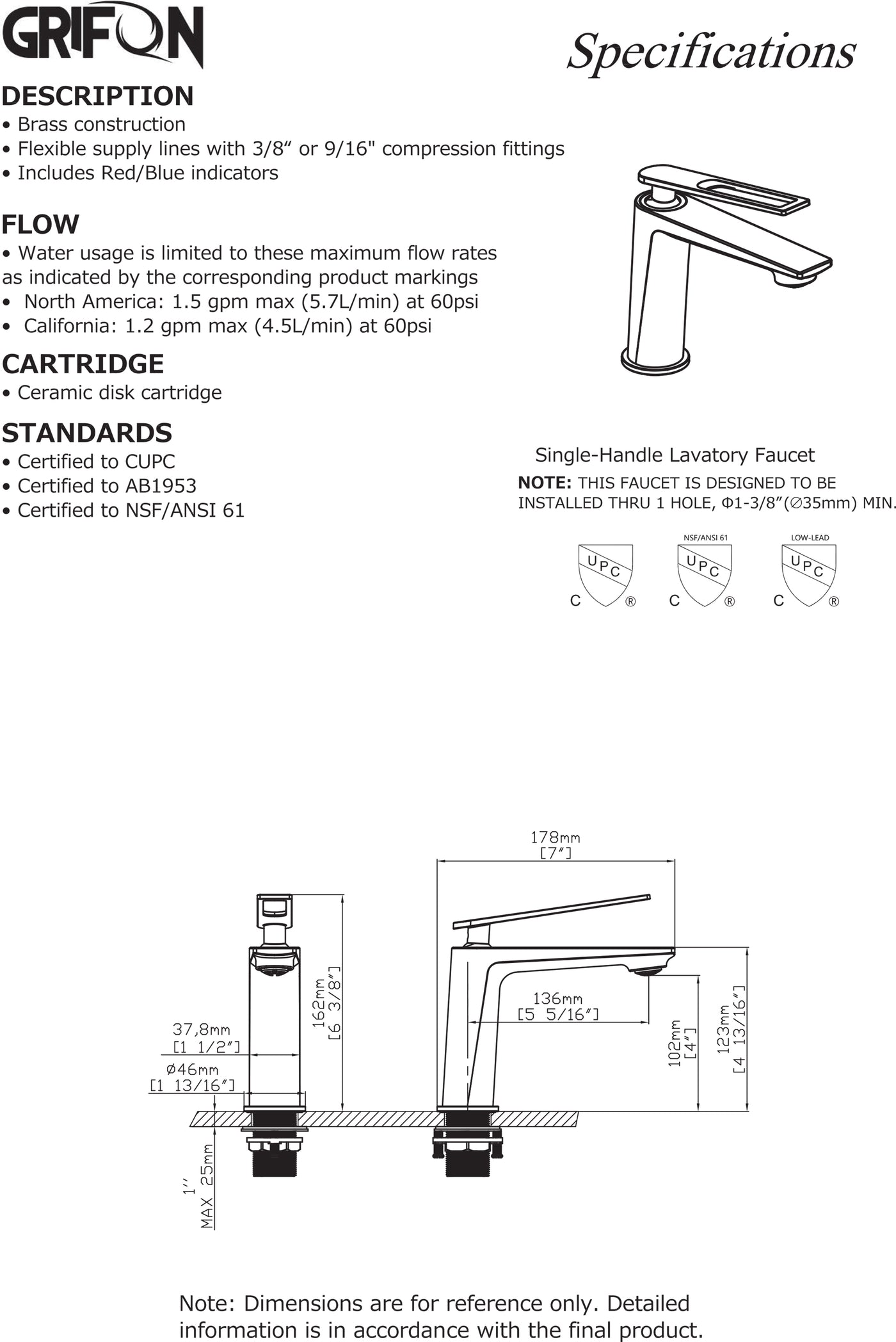 SIRUS™ GF710 Contemporary Style Single-Handle Bathroom Sink Faucet