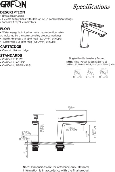 SIRUS™ GF710 Contemporary Style Single-Handle Bathroom Sink Faucet