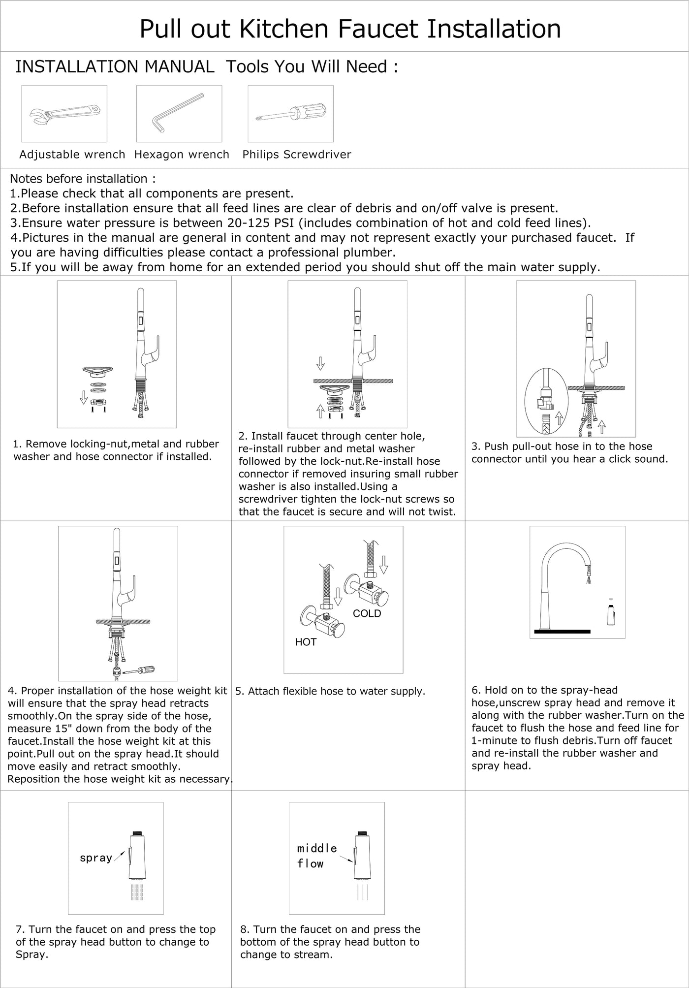 GILA™ GF406 Contemporary Style Single-Handle Kitchen Sink Faucet with Pull-Down Sprayer