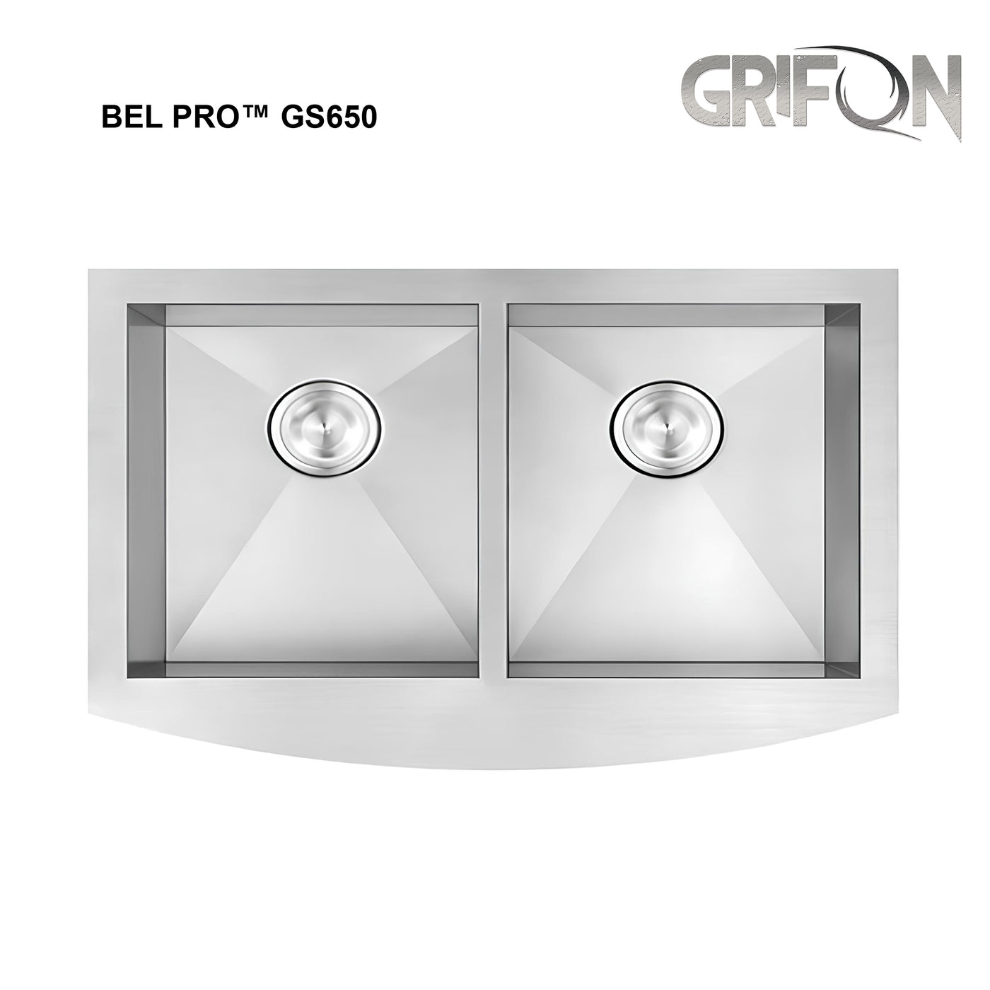 Bel Pro™ GS650 Stainless steel 33-In 50/50 Double Bowl Apron Kitchen Sink.