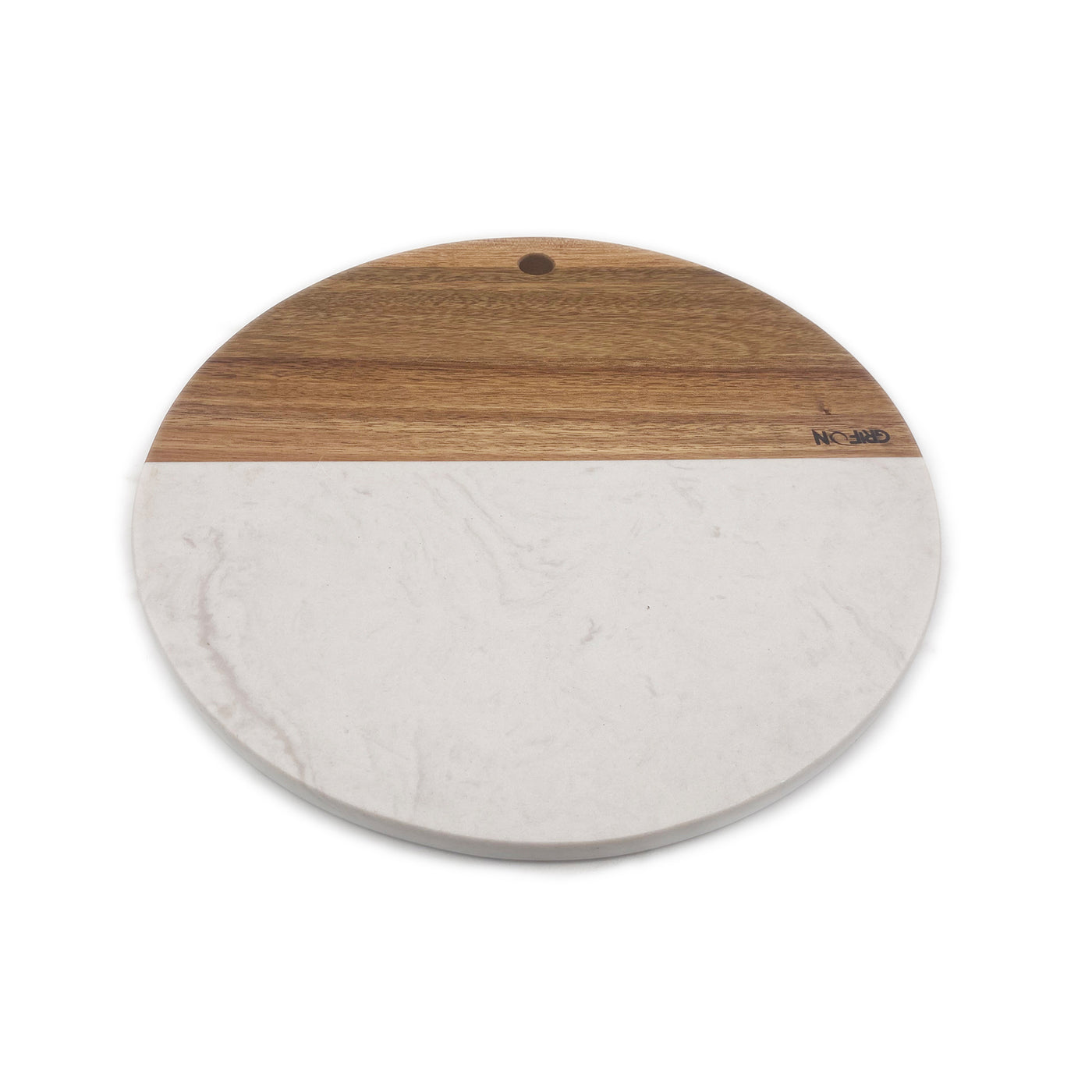 Acacia Wood + Marble Round Cutting Board 11.8"