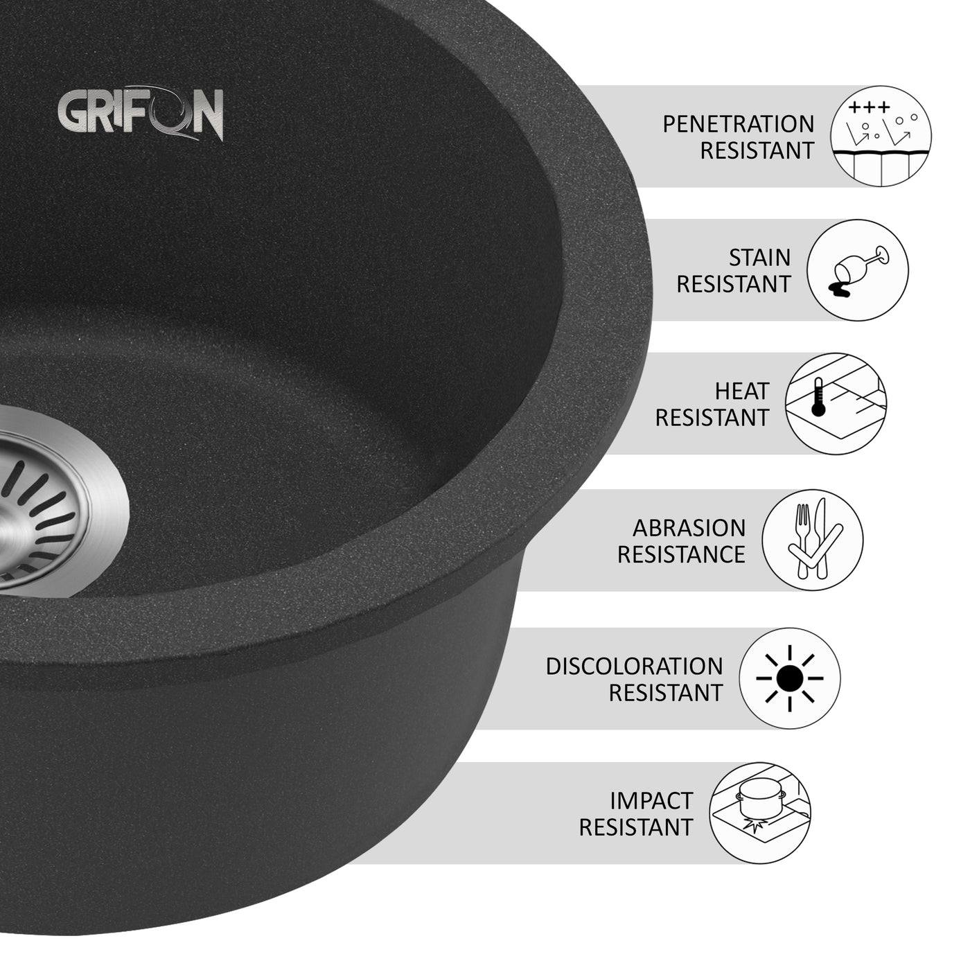 SMOKY 16" GGRS 916 - Single Bowl Kitchen Sink