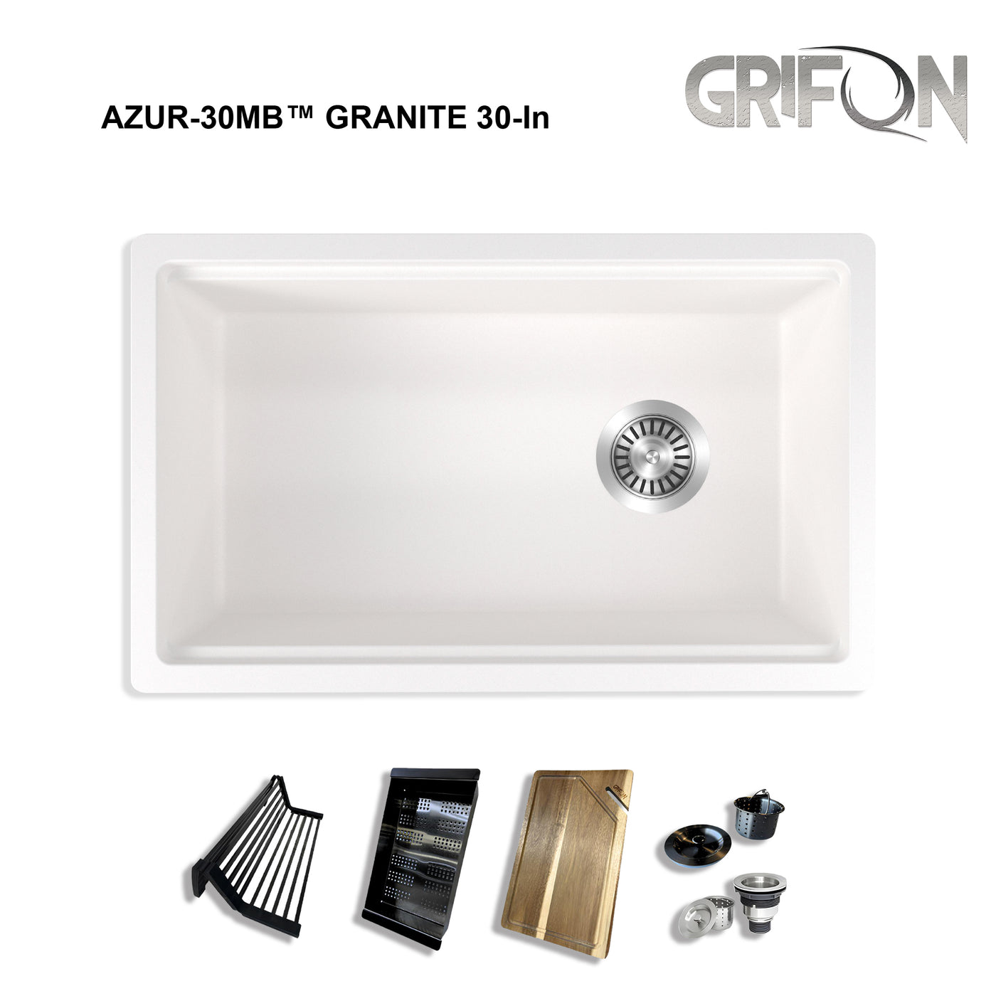 AZUR30™ GGS980 - Granite 30" - Single Bowl Undermount Workstation Kitchen Sink