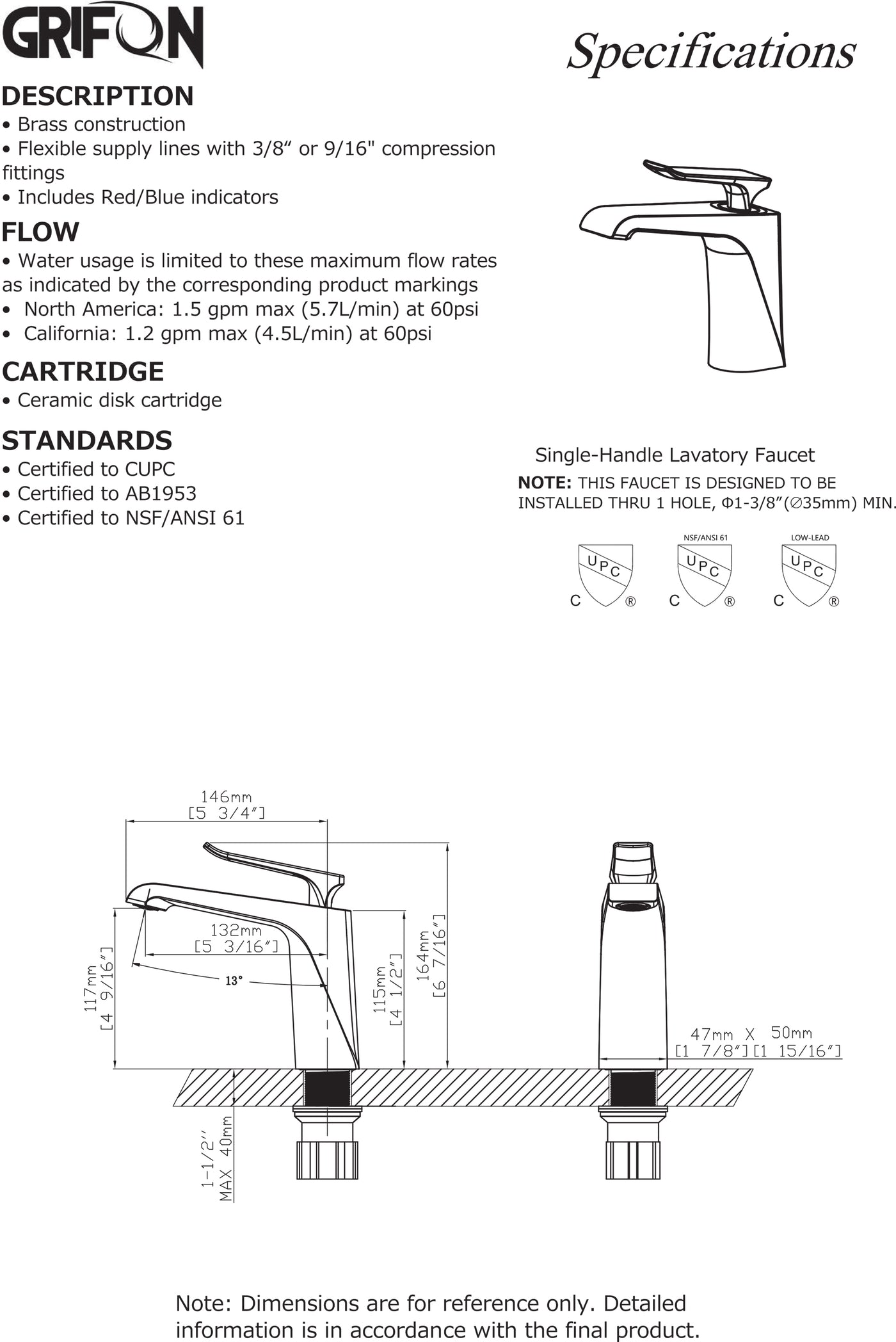 CASTOR™ GF704 Contemporary Style Single-Handle Bathtroom Sink Faucet