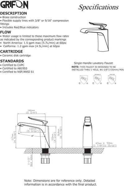 CASTOR™ GF704 Contemporary Style Single-Handle Bathtroom Sink Faucet