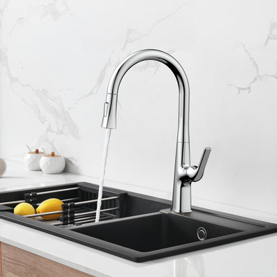 GILA™ GF406 Contemporary Style Single-Handle Kitchen Sink Faucet with Pull-Down Sprayer