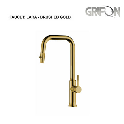 LARA™ Contemporary Style Single-Handle Kitchen Sink Faucet with Pull-Down Sprayer