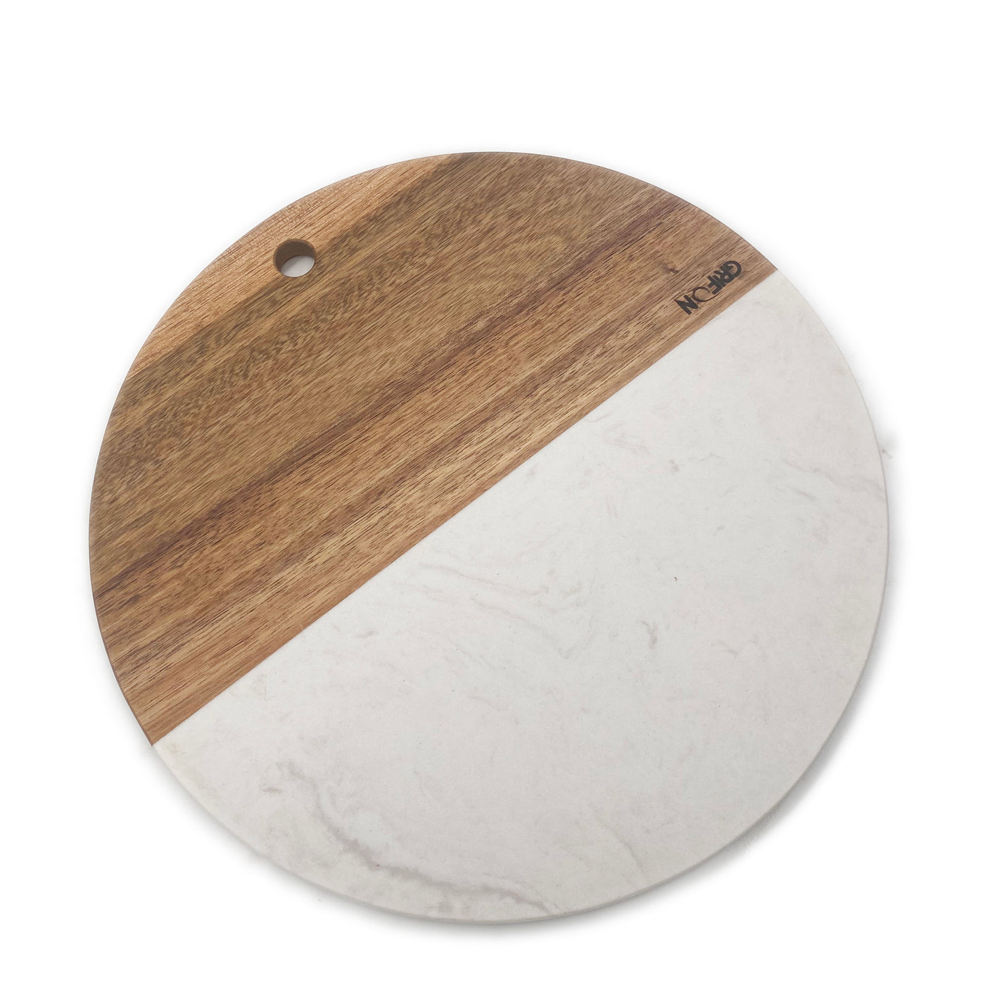 Acacia Wood + Marble Round Cutting Board 11.8"