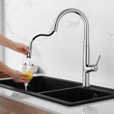 URAL™ GF403 Contemporary Style Single-Handle Kitchen Sink Faucet with Pull-Down Sprayer