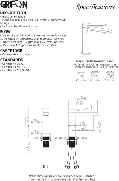 ALENA™ GF709 Contemporary Style Single-Handle Bathroom Sink Faucet