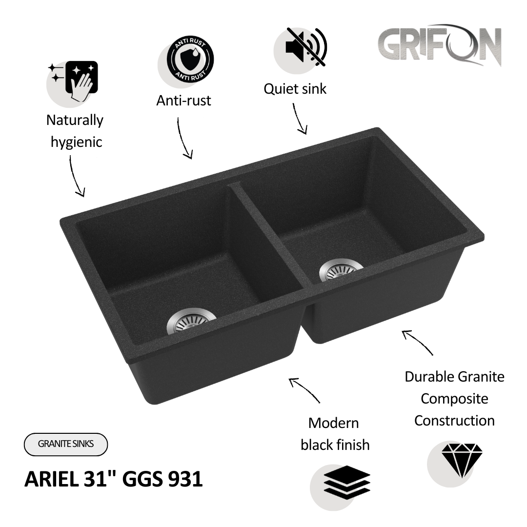 ARIEL 31" GGS 931 - Double Bowl Kitchen Sink