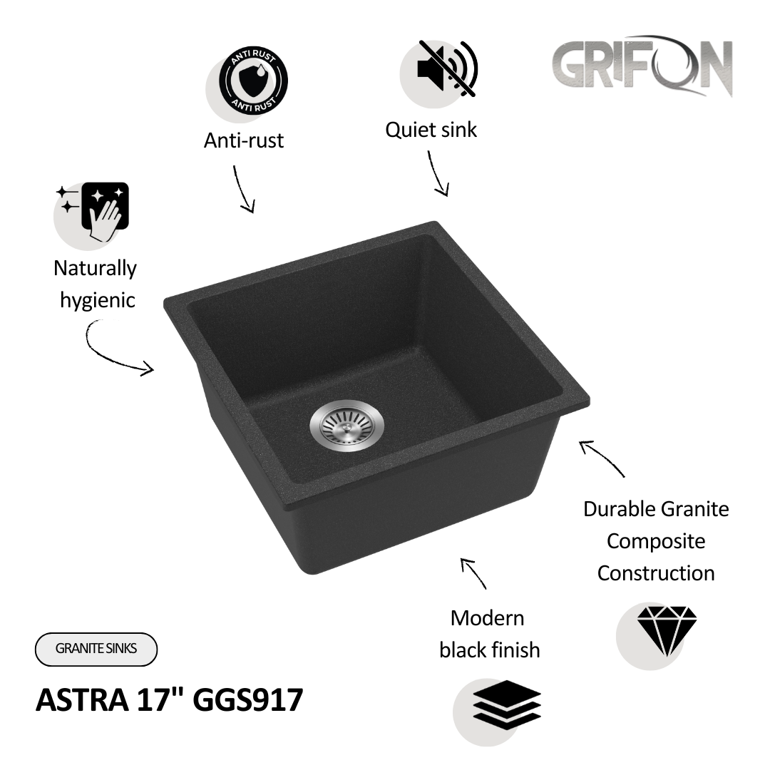 ASTRA 17" GGS917 - Single Bowl Kitchen Sink