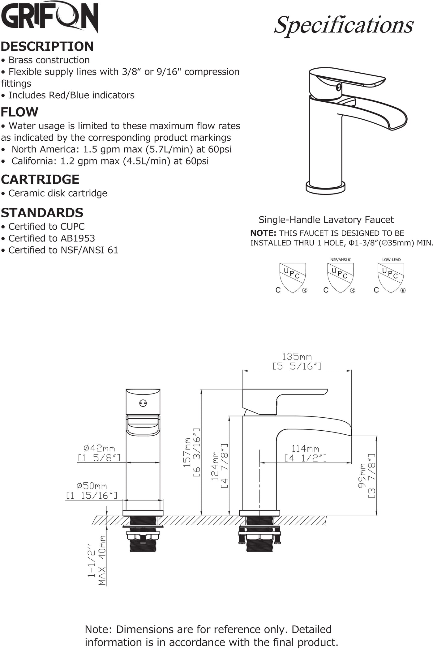 POLAR™ GF703 Contemporary Style Single-Handle Bathroom Sink Faucet