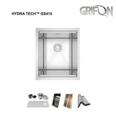 Hydra Tech™ GS415 Stainless steel 15-In Undermount Single Bowl workstation Kitchen Sink with Accessories