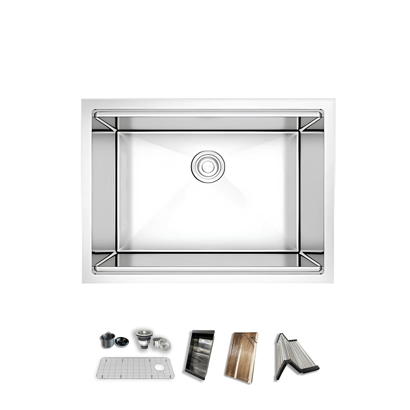 Hydra Tech™ GS425 Stainless steel 25-In Undermount Single Bowl workstation Kitchen Sink with Accessories