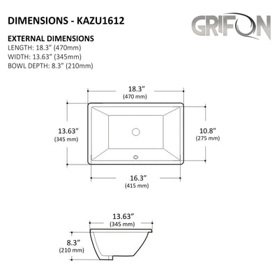 Undermount™ KAZU Rectangular Undermount 20,5-in Ceramic Bathroom Sink in White