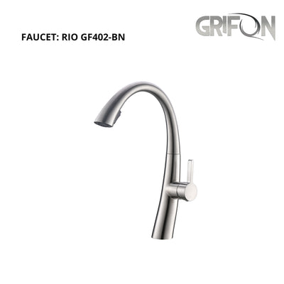 RIO™ GF402 Contemporary Style Single-Handle Kitchen Sink Faucet with Pull-Down Sprayer