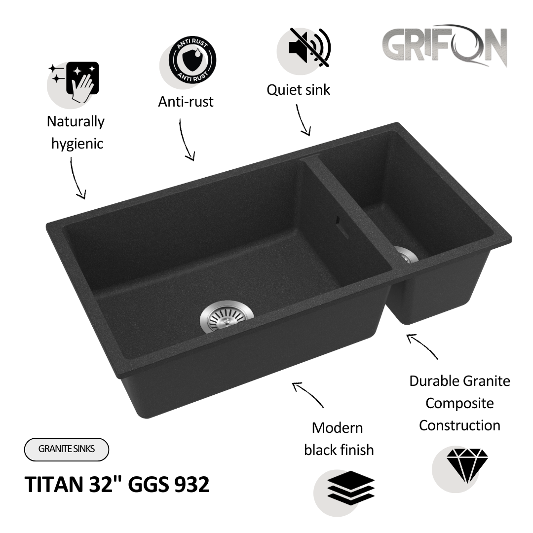 TITAN 32" GGS 932 - Double Bowl Kitchen Sink