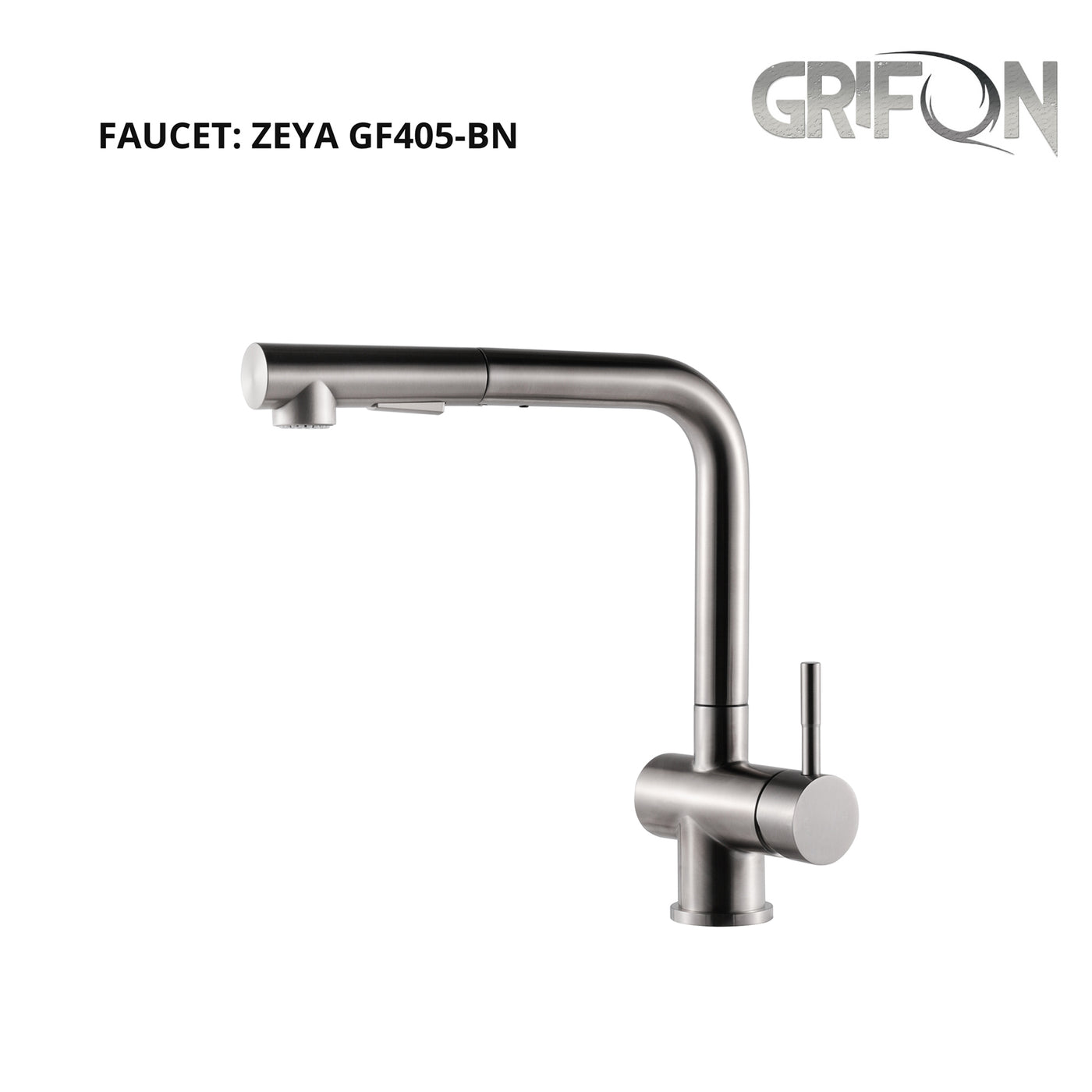 ZEYA™ GF405 Contemporary Style Single-Handle Kitchen Sink Faucet with Pull-Down Sprayer