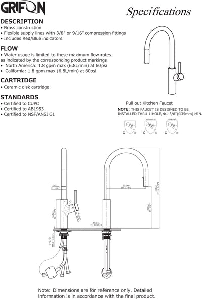 ARAS™ GF404 Contemporary Style Single-Handle Kitchen Sink Faucet with Pull-Down Sprayer